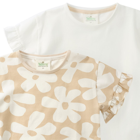 2 Mädchen T-Shirts mit Rüschenärmeln