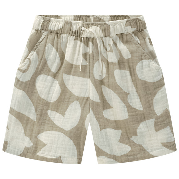 Jungen Musselinshorts mit Allover-Muster helloliv / creme