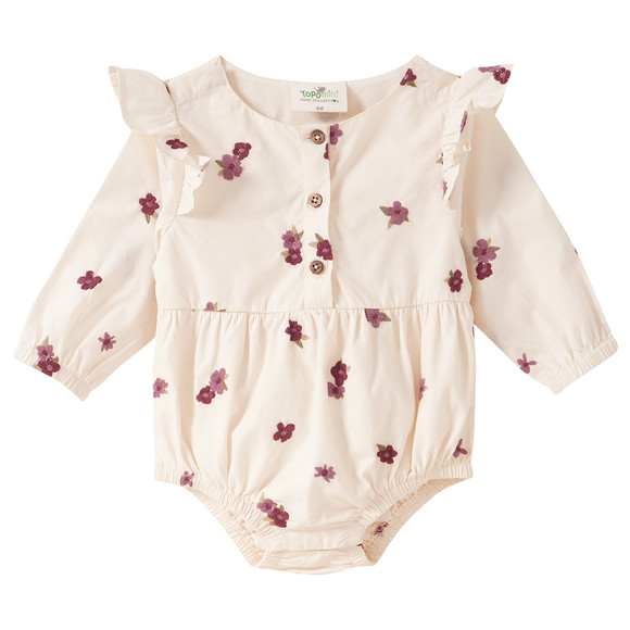 Baby Langarmbody mit Blumen-Stickerei