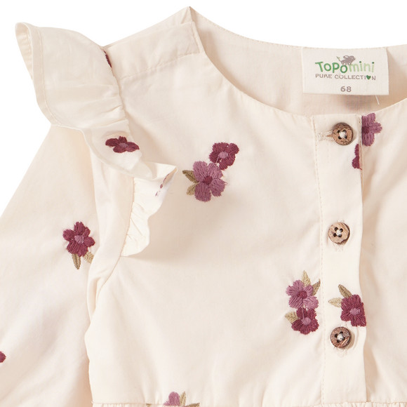 Baby Langarmbody mit Blumen-Stickerei