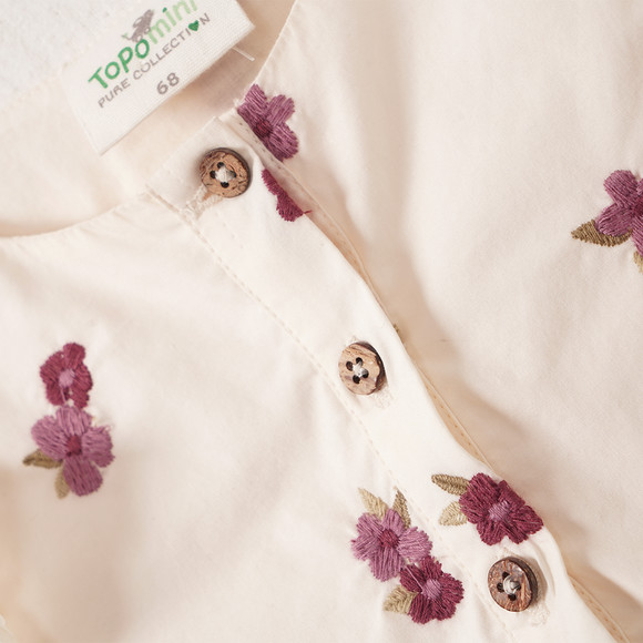 Baby Langarmbody mit Blumen-Stickerei