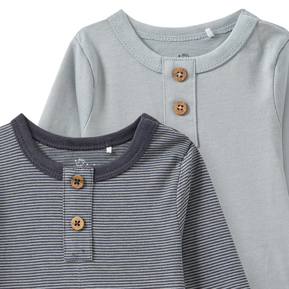 2 Baby Langarmbodys aus Bio-Baumwolle