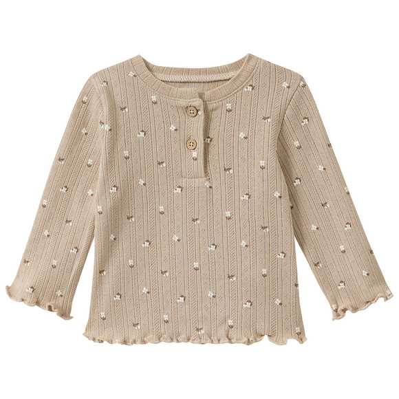 Newborn shirt met lange mouwen en bloemetjes
