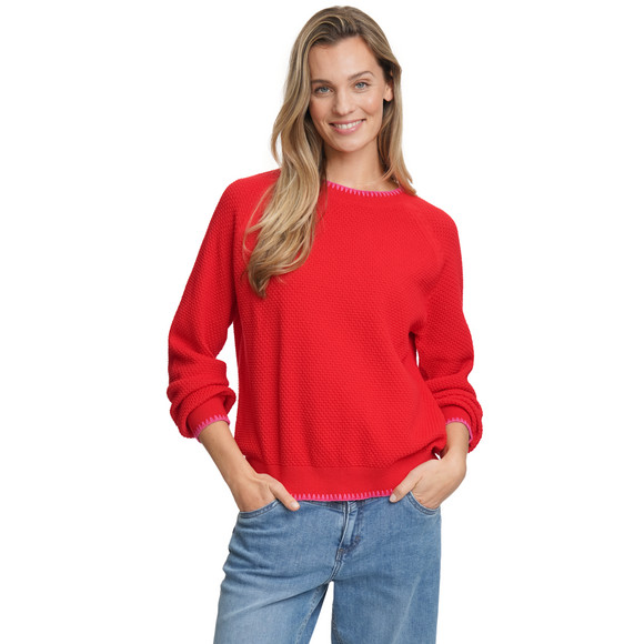 Damen Strickpullover mit Waffelstruktur