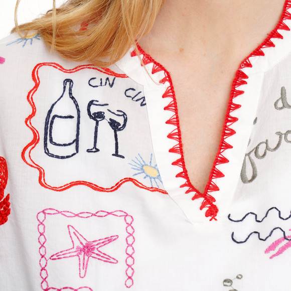 Damen Schlupfbluse mit Stickerei