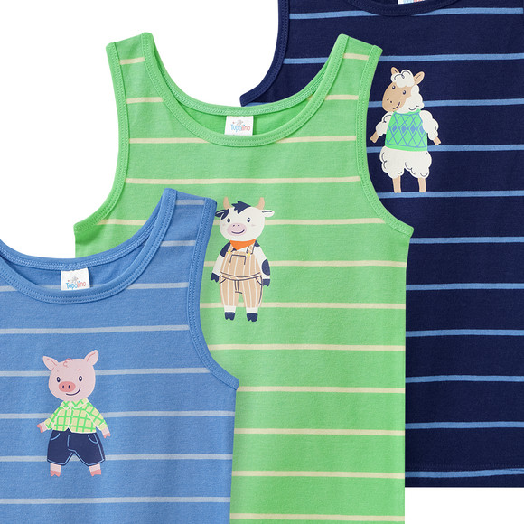 3 Jungen Unterhemden in verschiedenen Dessins