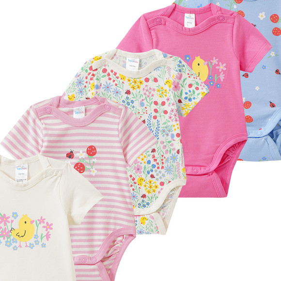 5 Baby Bodys in verschiedenen Dessins
