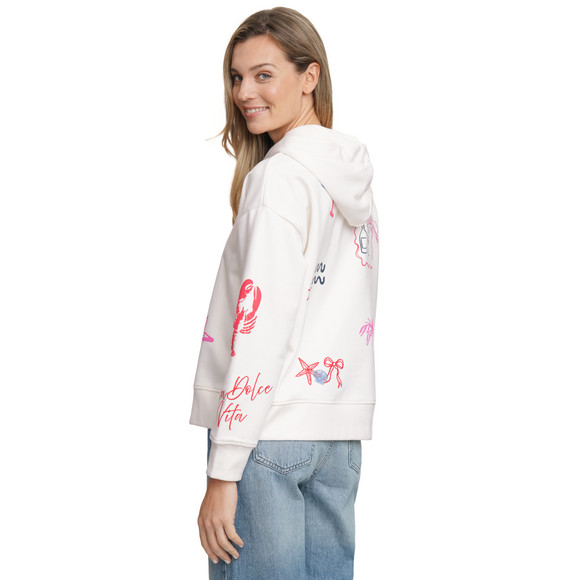 Damen Hoodie mit Print und Stickerei
