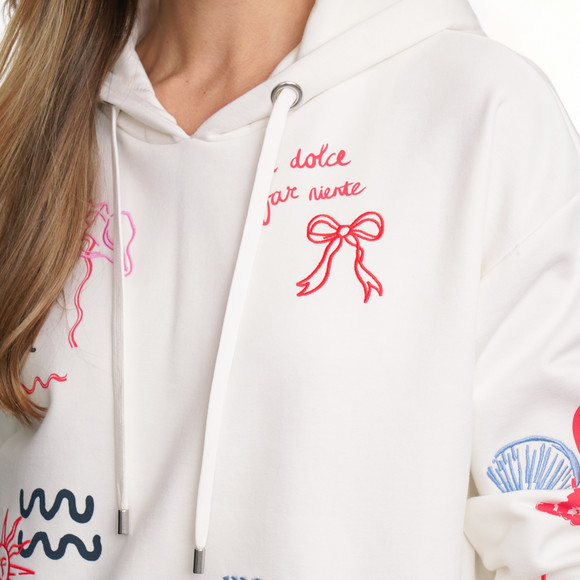 Damen Hoodie mit Print und Stickerei