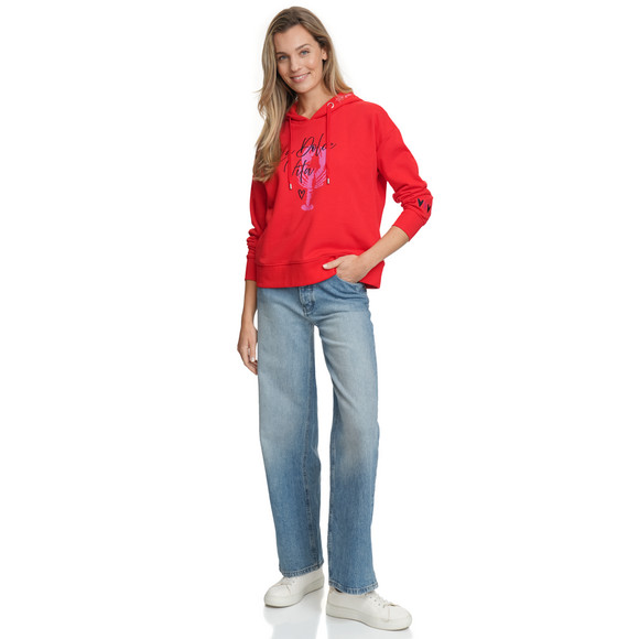 Damen Hoodie mit Print und Stickerei