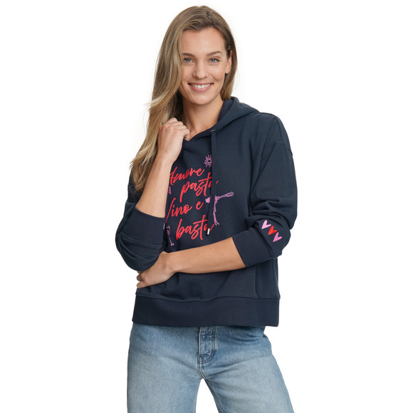 Damen Hoodie mit Print und Stickerei