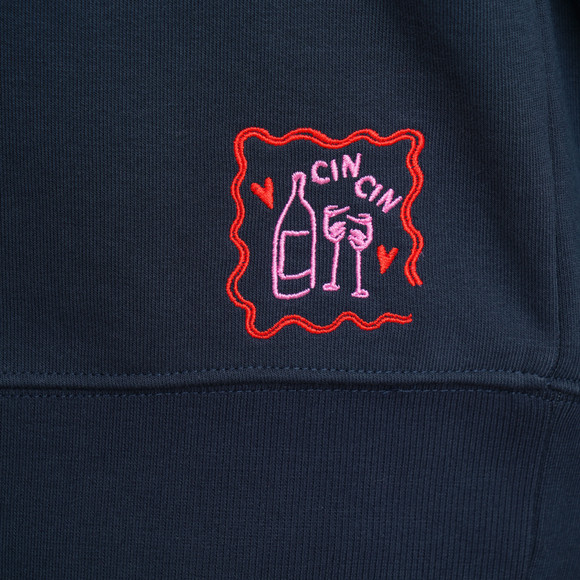 Damen Hoodie mit Print und Stickerei