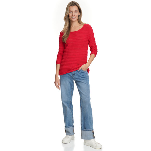 Damen Strickpullover mit Ajourmuster