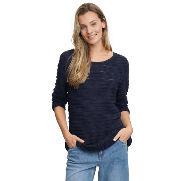 Damen Strickpullover mit Ajourmuster