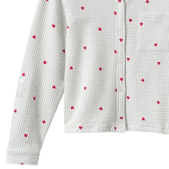 Mädchen Seersucker-Bluse mit Herz-Allover