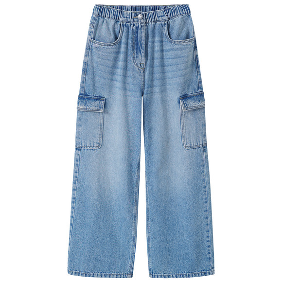 Mädchen Wide-Leg-Jeans mit Beintaschen