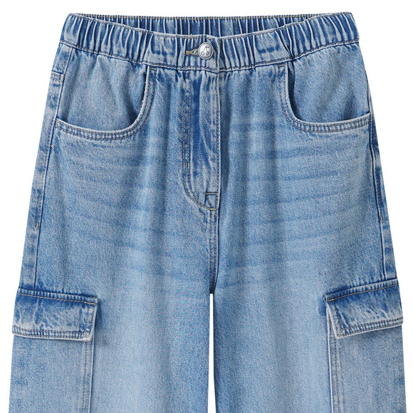 Mädchen Wide-Leg-Jeans mit Beintaschen