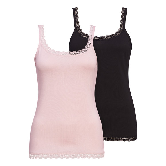2 Damen Unterhemden mit Spitze