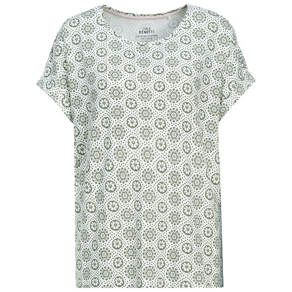 Damen T-Shirt aus Viskose-Mix dunkelgrün / weiss