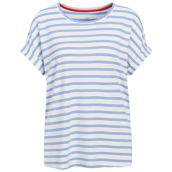 Damen T-Shirt aus Viskose-Mix blau / weiss