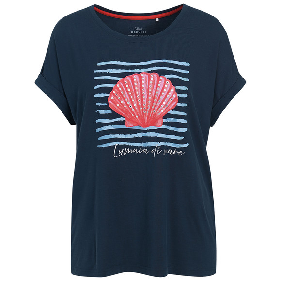 Damen T-Shirt aus Viskose-Mix dunkelblau