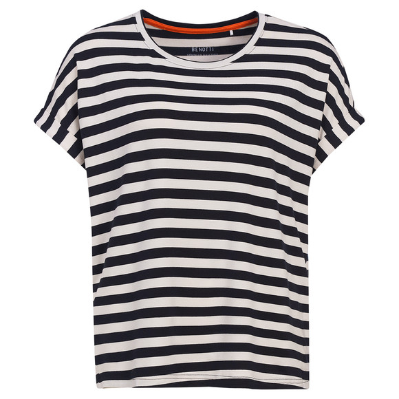 Damen T-Shirt aus Viskose-Mix beige / schwarz
