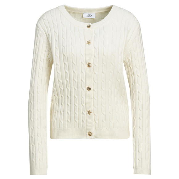 Damen Strickjacke mit Zopfmuster cremeweiss