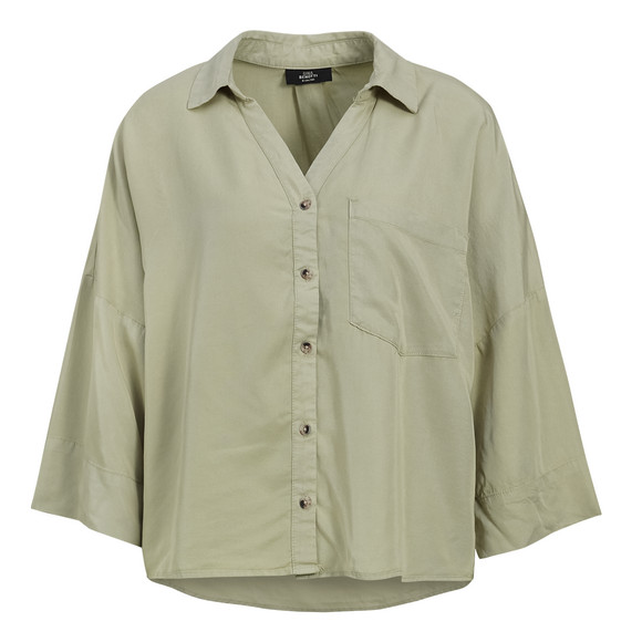 Damen Hemdbluse mit kurzen Ärmeln oliv