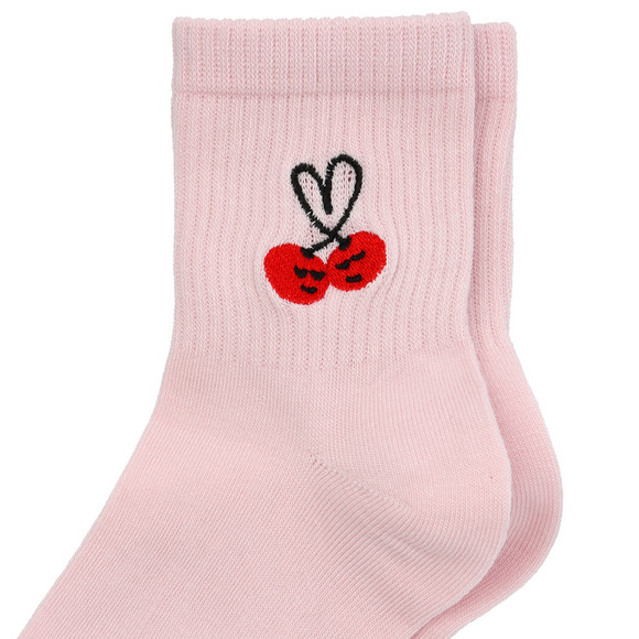 1 Paar Damen Tennissocken mit Kirsch-Motiv