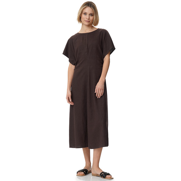 Damen Leinen-Kleid mit kurzen Ärmeln
