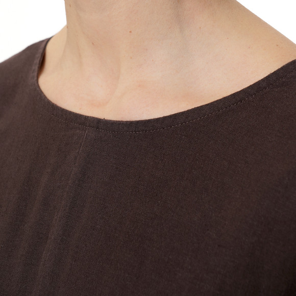 Damen Leinen-Kleid mit kurzen Ärmeln