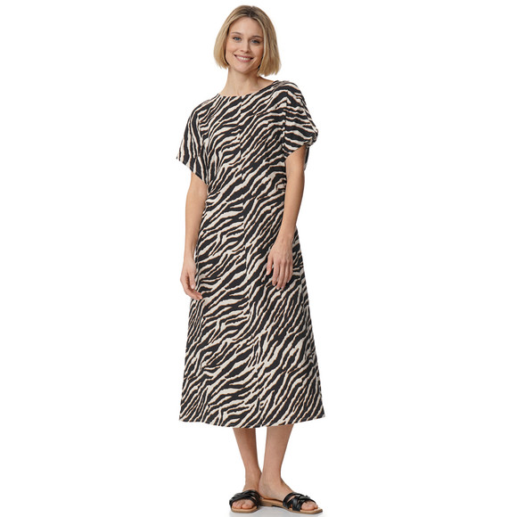 Damen Leinen-Kleid mit kurzen Ärmeln