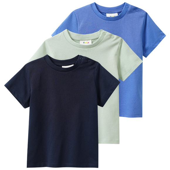 3 baby-T-shirts in basic-look donkerblauw / blauw / salie