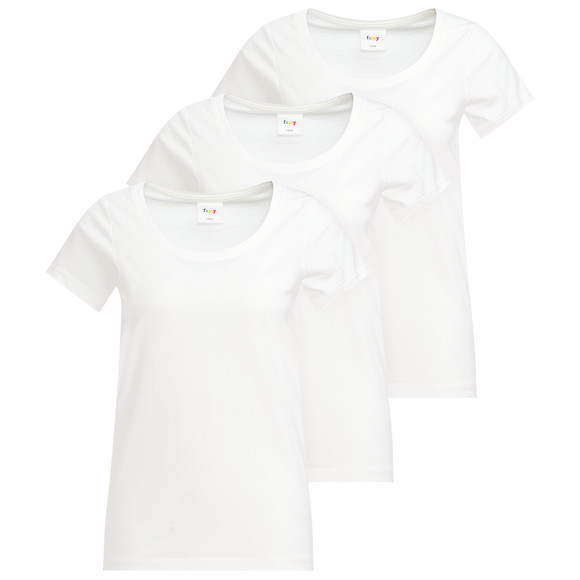 3 Damen T-Shirts im Basic-Look weiss