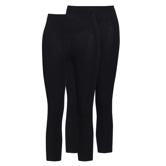 2 Damen 3/4-Leggings unifarben schwarz