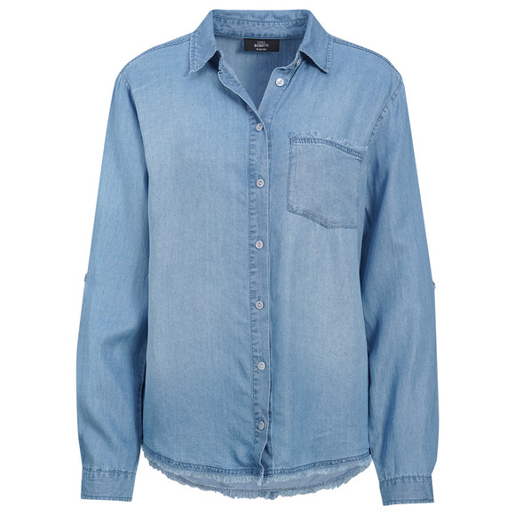 Damen Hemdbluse mit Turn-up-Ärmeln hellblau
