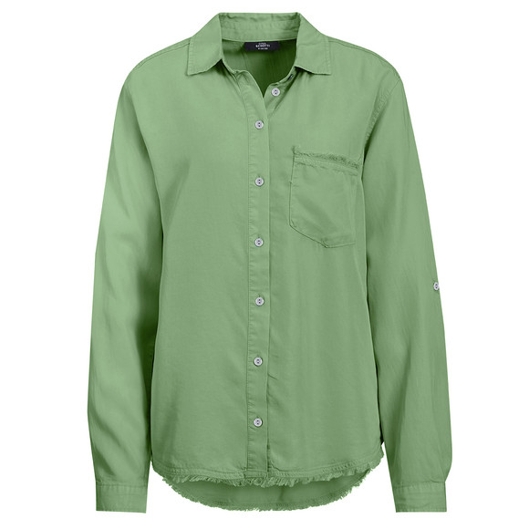 Damen Hemdbluse mit Turn-up-Ärmeln oliv