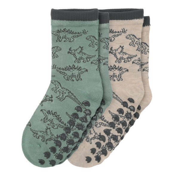 2 Paar Jungen Stoppersocken mit Dino-Motiven