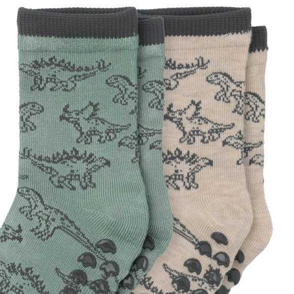 2 Paar Jungen Stoppersocken mit Dino-Motiven