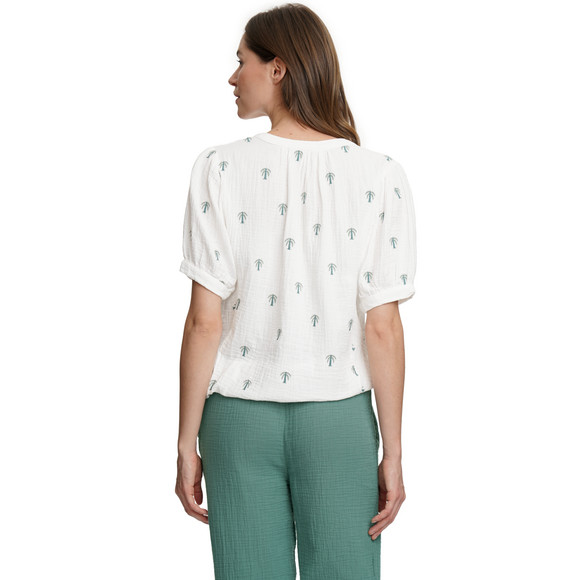 Damen Musselin-Bluse mit Palmen-Stickerei