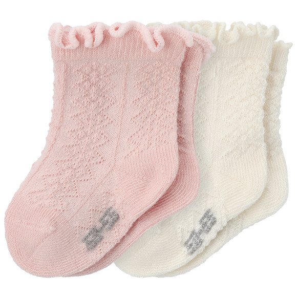 2 paar Newborn sokken met ajour-patroon