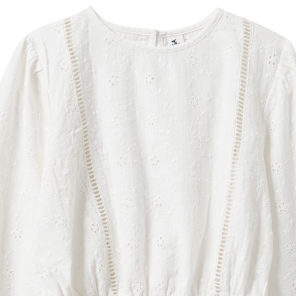 Mädchen Bluse mit Lochstickerei