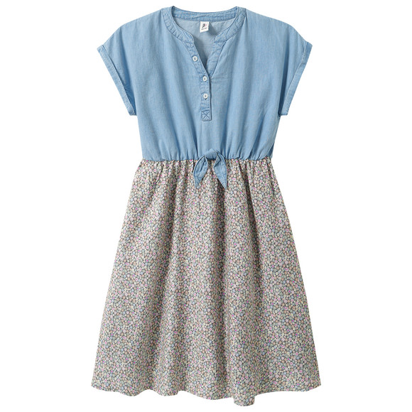 Mädchen Kleid mit Blümchen-Print hellgrün / hellblau