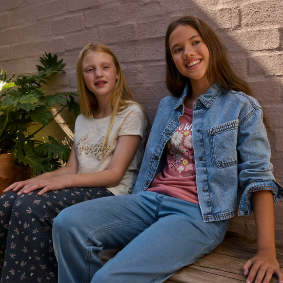 Mädchen Hose in Denim-Optik