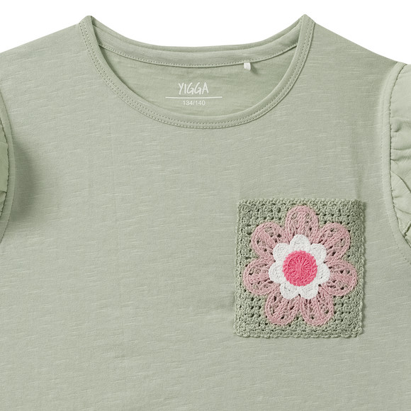 Meisjes T-shirt met gehaakt tasje