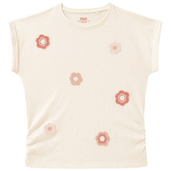 Meisjes T-shirt met gehaakte bloemen