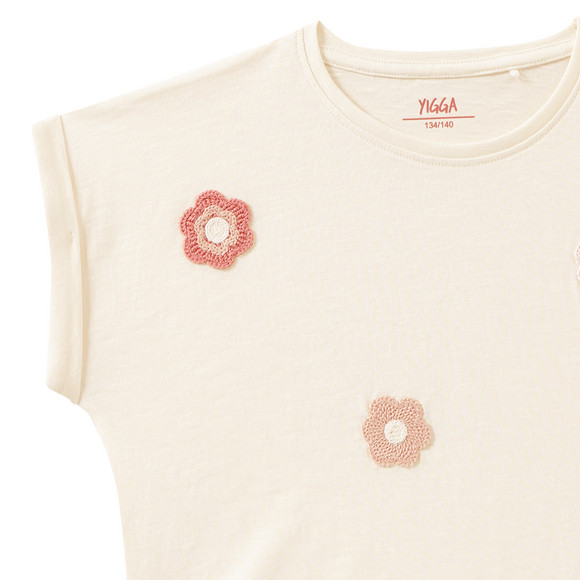 Meisjes T-shirt met gehaakte bloemen