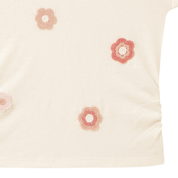 Meisjes T-shirt met gehaakte bloemen