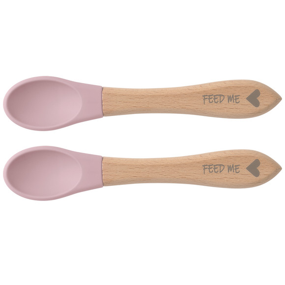 2 Silikon-Löffel mit Holzgriff rosa