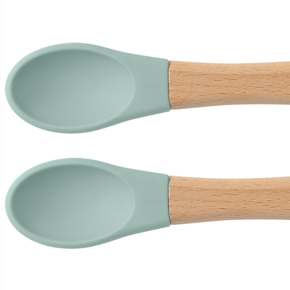 2 Silikon-Löffel mit Holzgriff